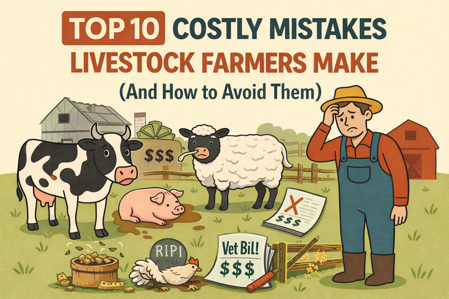 Livestock farmer reviewing herd records to prevent costly mistakes