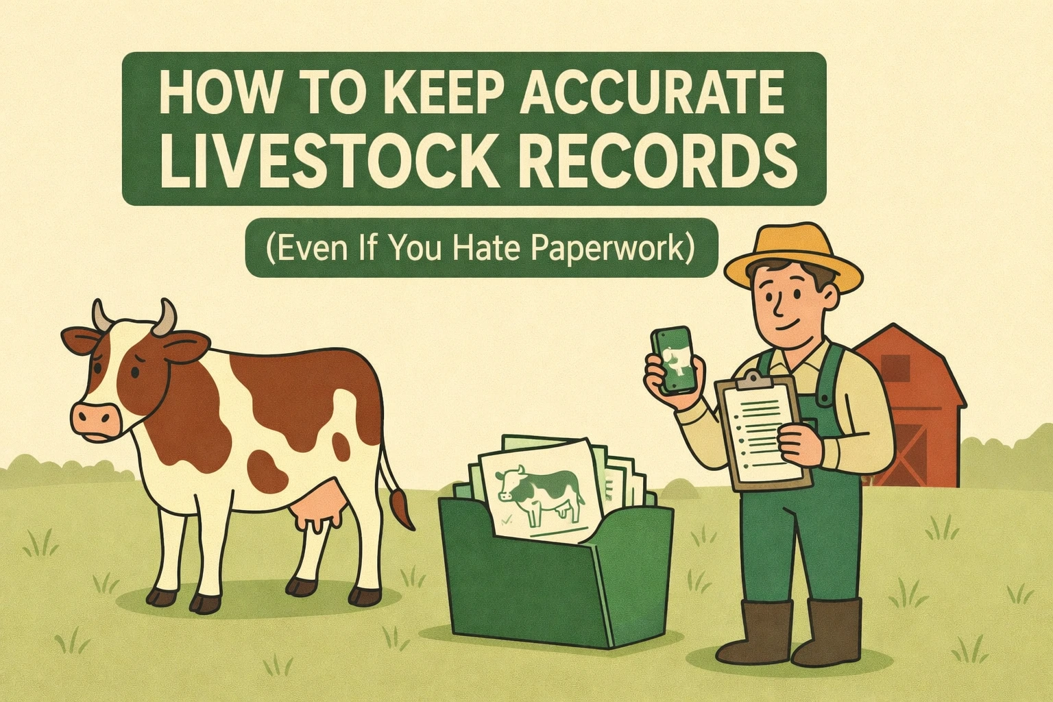 Farmer using a phone to capture livestock records in the field